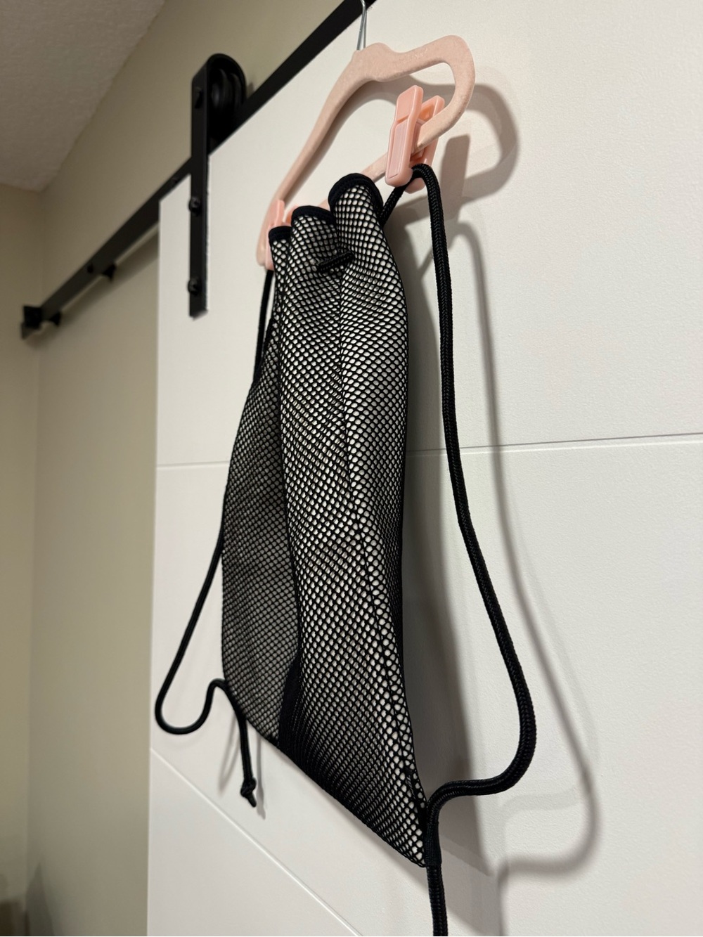 Triangl - Black Mesh Drawstring Backpack - Picture 3 of 5